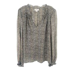 Velvet by Graham and Spencer Animal Print V Neck Blouse Sz XL